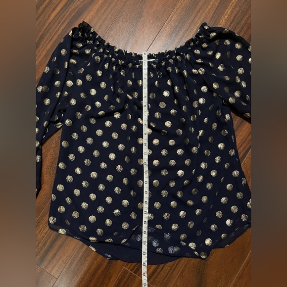 Joseph Ribkoff women’s 6 blouse, polka dot ruffle top, midnight blue and gold - Picture 9 of 11